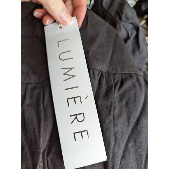 Lumiere Women Black Square Neck Cotton Mini Dress Size Large - Picture 8 of 12